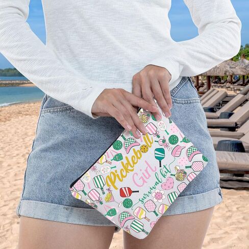WZMPA Pickleball Girl Cosmetic Makeup Bag Pickleball Player Gift Pickleball Girl Survival Kit Makeup Zipper Pouch Bag Pickleball Training Gift (Pickleball Girl) in Kuwait