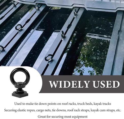 4 PCS T Track Mount Tie Down Anchor for Roof Rack, M8 Sturdy Stainless Steel T Slot Bolt Tie Down Rings Anchoring Kit, T Track Bolts Accessory for Holding Bungee Cord Rope Hooks (Black) in Kuwait