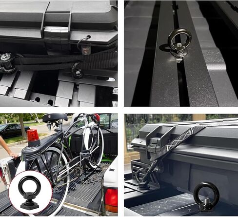 4 PCS T Track Mount Tie Down Anchor for Roof Rack, M8 Sturdy Stainless Steel T Slot Bolt Tie Down Rings Anchoring Kit, T Track Bolts Accessory for Holding Bungee Cord Rope Hooks (Black) in Kuwait