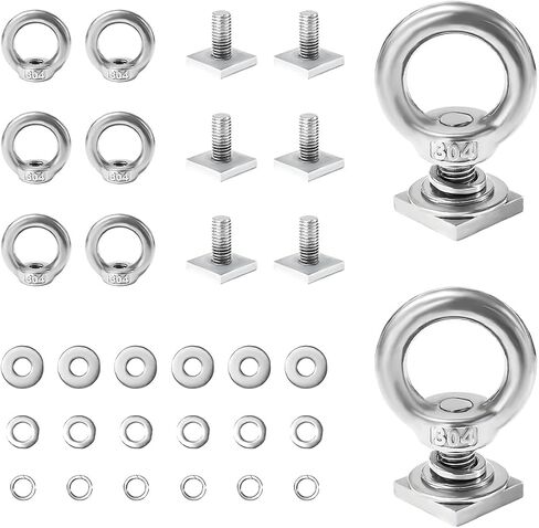 4 PCS T Track Mount Tie Down Anchor for Roof Rack, M8 Sturdy Stainless Steel T Slot Bolt Tie Down Rings Anchoring Kit, T Track Bolts Accessory for Holding Bungee Cord Rope Hooks (Black) in Kuwait
