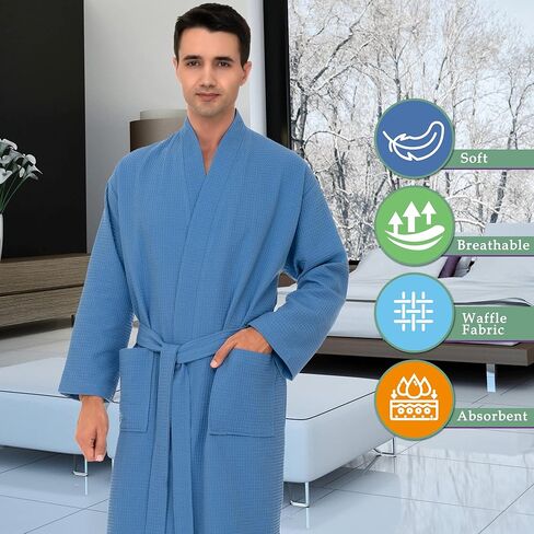 رداء رجالي من TowelSelections، رداء حمام سبا وافل، رداء حمام كيمونو ناعم in Kuwait