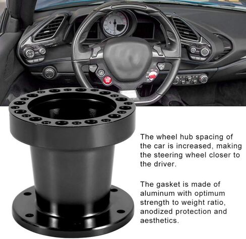 Acouto Steering Wheel Hub Spacer 3inch Car Steering Wheel Extension Spacer Aluminium Steering Wheel Hub Adapter Spacer Kit (Black) in Saudi Arabia