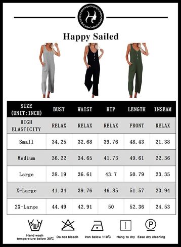 Happy Sailed Womens Casual Sleeveless Front Button Loose Jumpsuits Stretchy Knit Jumpers Long Pants Romper with Pockets in Saudi Arabia
