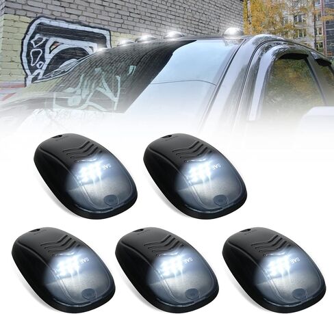 OPP ULITE LED Cab Lights White Marker Top Roof Running Lights, 5PCS Clear Lens 9-LED Bulbs Aftermarket Replacement, Compatible for Ford F150 F250 F350 Dodge Ram SUV Truck 4X4 ATV Offroad (DK018-W) in Saudi Arabia