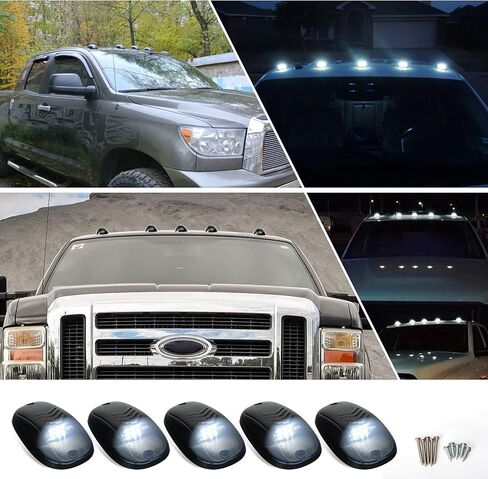 OPP ULITE LED Cab Lights White Marker Top Roof Running Lights, 5PCS Clear Lens 9-LED Bulbs Aftermarket Replacement, Compatible for Ford F150 F250 F350 Dodge Ram SUV Truck 4X4 ATV Offroad (DK018-W) in Saudi Arabia