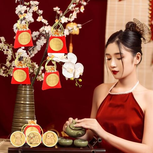VAIPI 20 قطعة من العملات التذكارية لعام الأفعى - 2025 عملات تذكارية للأبراج الصينية هدايا السنة القمرية الجديدة عملات تزيين Lucky Feng Shui مع أكياس برباط - زخارف السنة الصينية الجديدة in Kuwait