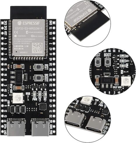 AITRIP 3PCS ESP32-S3-DevKitC-1-N16R8 ESP32-S3 لوحة تطوير Wi-Fi + BLE MCU وحدة تدمج وظائف Wi-Fi وBLE كاملة لـ Arduino in Kuwait