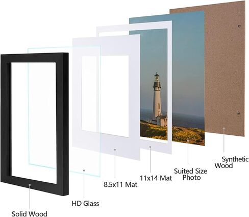 eletecpro 12x12 Picture Frame Made of Solid Wood with Real Glass Cover, Wooden Photo Frame Display Picture 8x8 with Mat or 12x12 Without Mat for Wall and Tabletop Display, Black in Saudi Arabia