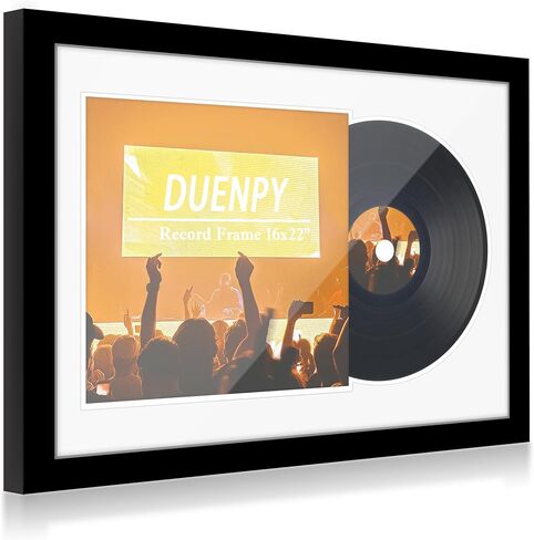Vinyl Record Display Frame 16x22 Inches Display Record Album and 12.5x12.5 Album Cover Art（Black Bottom Mat） Wall Mount in Kuwait