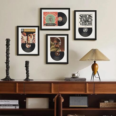 Vinyl Record Display Frame 16x22 Inches Display Record Album and 12.5x12.5 Album Cover Art（Black Bottom Mat） Wall Mount in Kuwait
