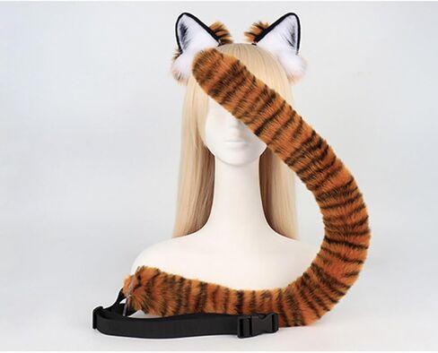 SEADEAR Animal Tiger Ears Hairband Costume Set, Tiger Anime Cosplay Set for Costume, Fur Ears Hairband for Women in Kuwait