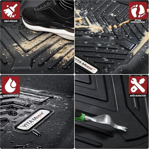 YITAMOTOR Tesla Model Y Floor Mats 2020-2024 Full Set Custom Fit All-Weather Cargo Liners Rear Cargo Automotive Model Y Floor Liners Interior Accessories, Black in Kuwait