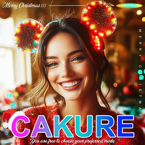 CAKURE تضيء عيد الميلاد عقال آذان الفأر عقال Led عيد الميلاد القوس عصابات عيد الميلاد إكسسوارات الشعر للنساء in Saudi Arabia