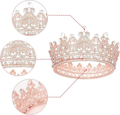 YARIEW Small Rose Gold Crystal Crown for Little Girls Flower Bouquets Accessories Rhinestones Wedding Cake Topper Birthday Crown for Kids Cake Decorations in Kuwait