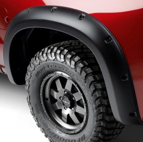 Bushwacker OE Style Factory مشاعل الحاجز الأمامي والخلفي | طقم مكون من 4 قطع، أسود، لمسة نهائية ناعمة | 20962-02 | يناسب 2021-2024 Ford F-150 (باستثناء Lightning) in Kuwait