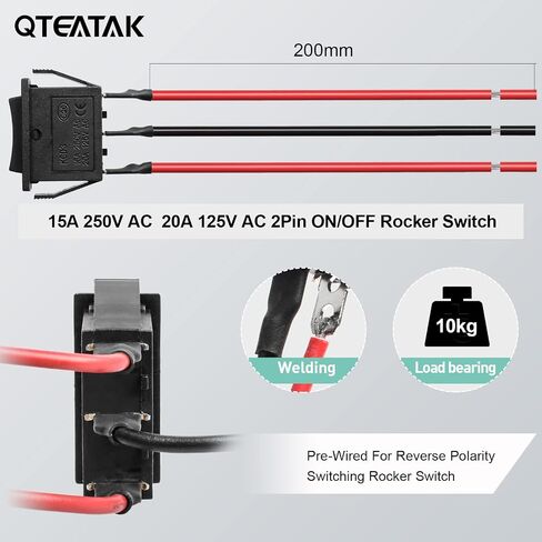 QTEATAK 5PCS KCD3 SPST Boat Rocker Switch، 2-Pin 2-Position ON-OFF مفتاح إعادة الضبط الذاتي، مفتاح تبديل هزاز للقارب الأسود، 16A/250VAC 20A/ 125VAC، CE in Saudi Arabia