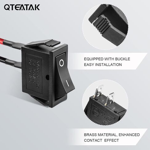 QTEATAK 5PCS KCD3 SPST Boat Rocker Switch، 2-Pin 2-Position ON-OFF مفتاح إعادة الضبط الذاتي، مفتاح تبديل هزاز للقارب الأسود، 16A/250VAC 20A/ 125VAC، CE in Saudi Arabia