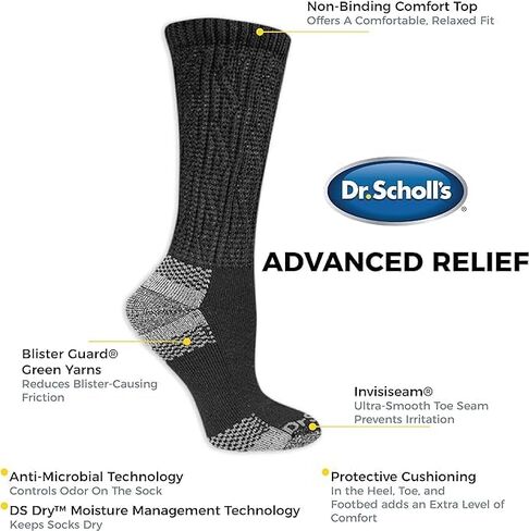 Dr. Scholl's Women's Advanced Diabetic Blisterguard Socks-2 & 3 Pair Packs-Non-Binding Cushioned Comfort in Saudi Arabia