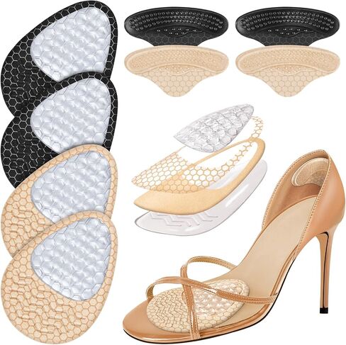 Metatarsal Pads Women, Ball of Foot Cushions (2 Pairs Foot Pads& Heel Pads), Heel Inserts for Women, High Heel Comfort Pads for Pain Relief, Anti Slip, Invisible Design, One Size Fits in Saudi Arabia