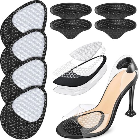وسائد مشط القدم للسيدات، وسائد مقدمة القدم (زوجان من وسادات القدم ومنصات الكعب)، بطانات الكعب للنساء، وسادات مريحة للكعب العالي لتخفيف الألم، مضادة للانزلاق، تصميم غير مرئي، مقاس واحد يناسب in Kuwait