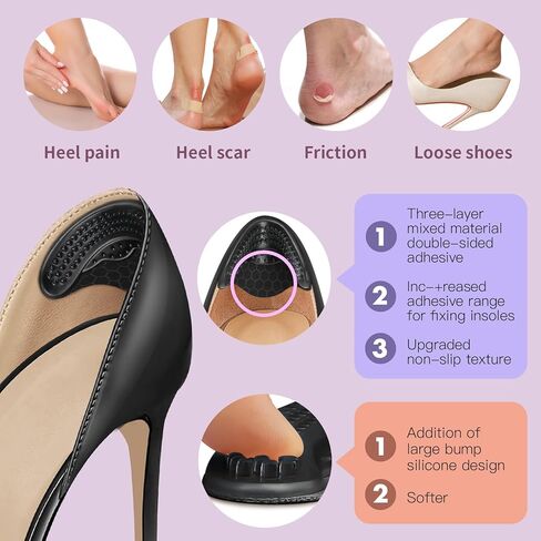 وسائد مشط القدم للسيدات، وسائد مقدمة القدم (زوجان من وسادات القدم ومنصات الكعب)، بطانات الكعب للنساء، وسادات مريحة للكعب العالي لتخفيف الألم، مضادة للانزلاق، تصميم غير مرئي، مقاس واحد يناسب in Kuwait