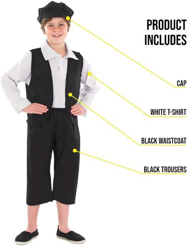 fun shack Victorian Boy Costume, Kids Historical Outfit, Boys Period Attire, Victorian Style Dress-Up, Medium in Saudi Arabia