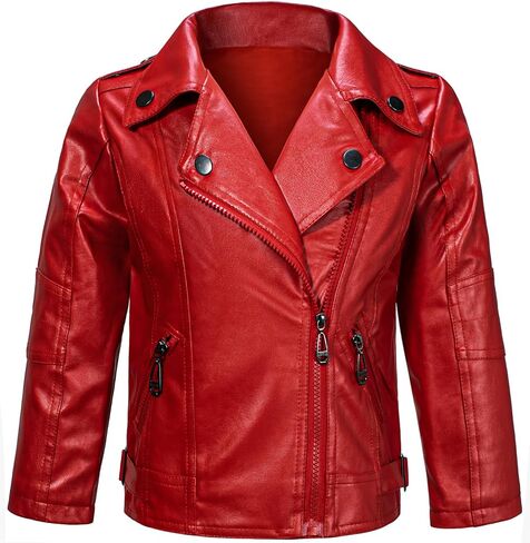 KAIPUTE Kids Motorcycle Jackets PU Leather MJ Costume Boys Girls Moto Biker Coats Bomber Jackets 2-10 Years in Saudi Arabia