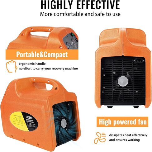 3/4 HP Refrigerant Recovery Machine, 110-120V 3/4HP, Refrigerant Recovery Tank, High Pressure Protection, 120V 60Hz Recovery Machine HVAC for Vapor Liquid Refrigerant, Orange in Saudi Arabia