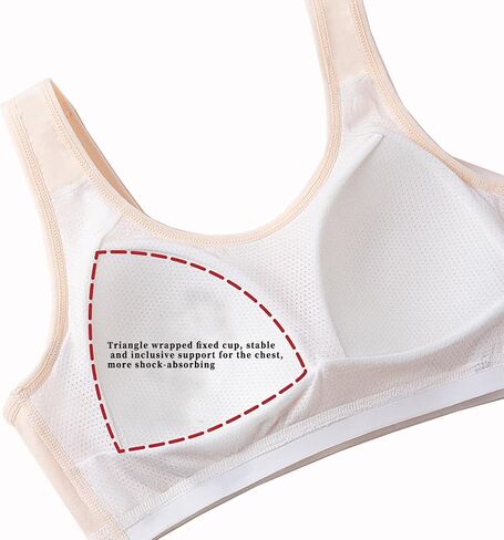 4 Pieces Popular Girls Sports Racerback ， Girls Cotton Cropped Training Bra（White, Skin Tone, Dark Blue, Gray） in Saudi Arabia