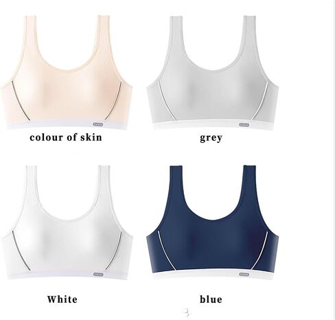 4 Pieces Popular Girls Sports Racerback ， Girls Cotton Cropped Training Bra（White, Skin Tone, Dark Blue, Gray） in Saudi Arabia