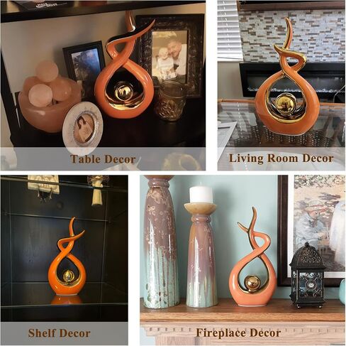 FJS Home Decor Modern Art Ceramic Statue, Orange Coffee Table Decor, Hous Decorations for Living Room Dining Room Table Centerpiece Bookshelf - Great Gift Idea 12.2" H in Saudi Arabia