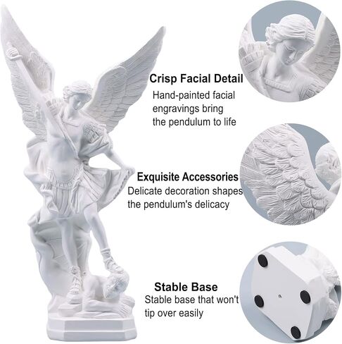 12.4in White San Miguel Arcangel Statue, St Michael Statue, Resin Saint Archangel Michael Statue, Saint Michael defeating Satan Collection Figurines, Religious Angel Suitable for Collection or Decor in Saudi Arabia