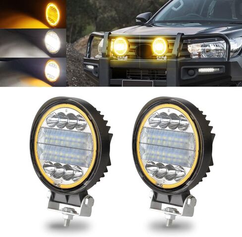 القرون الخفيفة LED، KaiDengZhe 72W 4.5 "LED ضوء العمل مع العنبر ستروب هالة حلقة الطرق الوعرة القرون بقعة الفيضانات أضواء التحرير والسرد على الطرق الوعرة القيادة أضواء الضباب 12V -36V LED لشاحنة بيك اب جيب SUV ATV UTV-2PCS in Kuwait