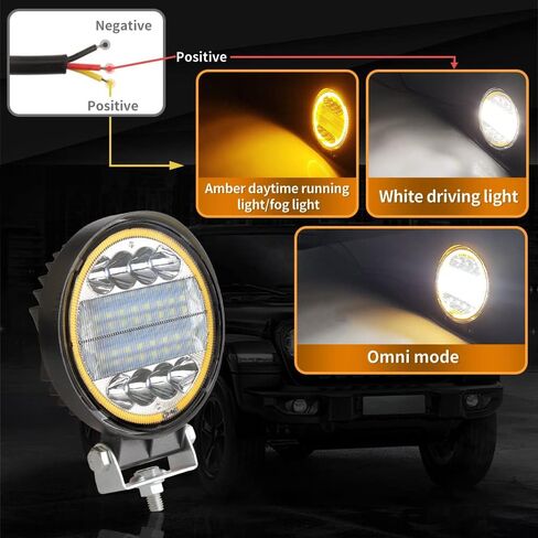 القرون الخفيفة LED، KaiDengZhe 72W 4.5 "LED ضوء العمل مع العنبر ستروب هالة حلقة الطرق الوعرة القرون بقعة الفيضانات أضواء التحرير والسرد على الطرق الوعرة القيادة أضواء الضباب 12V -36V LED لشاحنة بيك اب جيب SUV ATV UTV-2PCS in Kuwait