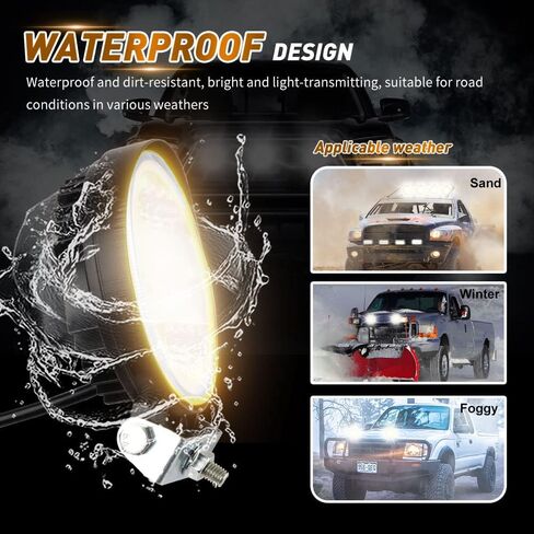 القرون الخفيفة LED، KaiDengZhe 72W 4.5 "LED ضوء العمل مع العنبر ستروب هالة حلقة الطرق الوعرة القرون بقعة الفيضانات أضواء التحرير والسرد على الطرق الوعرة القيادة أضواء الضباب 12V -36V LED لشاحنة بيك اب جيب SUV ATV UTV-2PCS in Kuwait