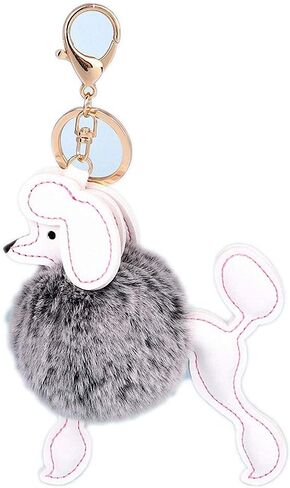 Giwotu Cute Poodle Dog Keychian Key Rings Faux Rabbit Fur Pompom Ball Key Holder Lovely Car Handbag Accessories Chaveiros in Saudi Arabia