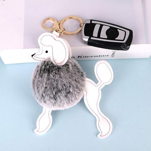 Giwotu Cute Poodle Dog Keychian Key Rings Faux Rabbit Fur Pompom Ball Key Holder Lovely Car Handbag Accessories Chaveiros in Saudi Arabia
