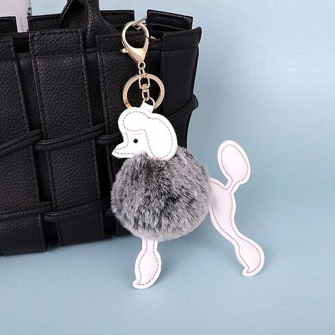 Giwotu Cute Poodle Dog Keychian Key Rings Faux Rabbit Fur Pompom Ball Key Holder Lovely Car Handbag Accessories Chaveiros in Saudi Arabia