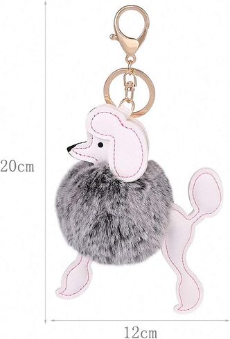 Giwotu Cute Poodle Dog Keychian Key Rings Faux Rabbit Fur Pompom Ball Key Holder Lovely Car Handbag Accessories Chaveiros in Saudi Arabia