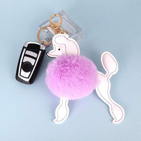 Giwotu Cute Poodle Dog Keychian Key Rings Faux Rabbit Fur Pompom Ball Key Holder Lovely Car Handbag Accessories Chaveiros in Saudi Arabia