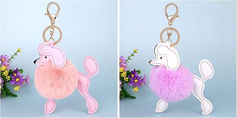 Giwotu Cute Poodle Dog Keychian Key Rings Faux Rabbit Fur Pompom Ball Key Holder Lovely Car Handbag Accessories Chaveiros in Saudi Arabia