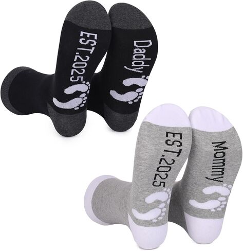 جوارب SherryDC Daddy Mommy Est 2023، أفضل الهدايا للآباء والأمهات الجدد أثناء الحمل لأول مرة، ليكون الأب والأم in Kuwait