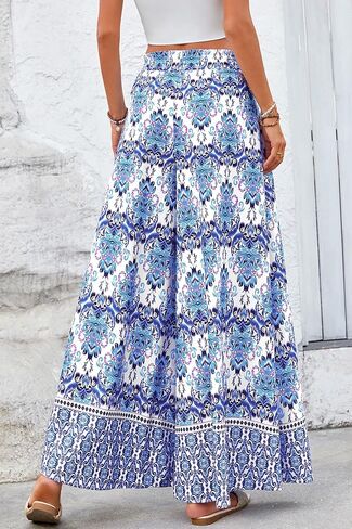 CFLONGE Women Wide Leg Pants Casual High Waist Floral Palazzo Pants for Women Flowy Trendy Lounge Boho Beach Trousers Pockets in Saudi Arabia
