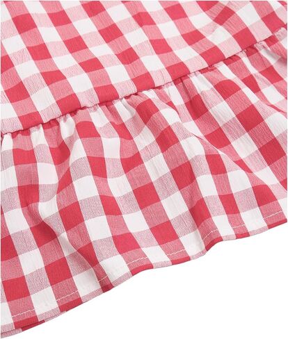Verdusa Women's Plus Size Loose Plaid Pants Elastic High Waisted Ruffle Hem Trousers in Saudi Arabia