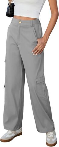 ZAFUL Womens Cargo Pants 2025 High Waisted Straight Wide Leg Casual Pants Comfy Y2K Streetwear Work Trousers in Saudi Arabia