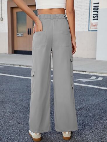 ZAFUL Womens Cargo Pants 2025 High Waisted Straight Wide Leg Casual Pants Comfy Y2K Streetwear Work Trousers in Saudi Arabia