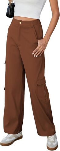 ZAFUL Womens Cargo Pants 2025 High Waisted Straight Wide Leg Casual Pants Comfy Y2K Streetwear Work Trousers in Saudi Arabia