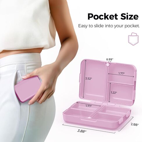 AUVON Travel Pill Organizer with Folding Design, 7 Compartments Daily Pill Case with Long-lasting Hinges, Portable Pill Box for Purse Pocket, Small Pill Container for Fish Oil, Vitamin (Pink) in Saudi Arabia