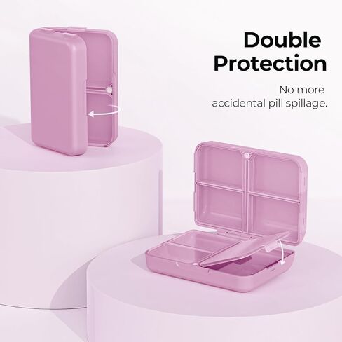 AUVON Travel Pill Organizer with Folding Design, 7 Compartments Daily Pill Case with Long-lasting Hinges, Portable Pill Box for Purse Pocket, Small Pill Container for Fish Oil, Vitamin (Pink) in Saudi Arabia
