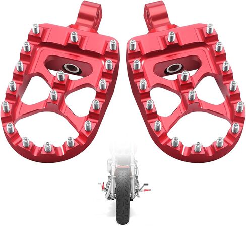 Motorcycle CNC Wide Foot Pegs 360° Rotating MX Fat Footpegs Pedals Rests Chopper Bobber Style Compatible with Harley Dyna Sportster Fatboy Iron 883 (Red) in Kuwait